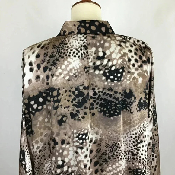 Fabulous George Simonton Says Silky Animal Leopard Print Tunic Shirt 2X Pockets - Picture 8 of 14